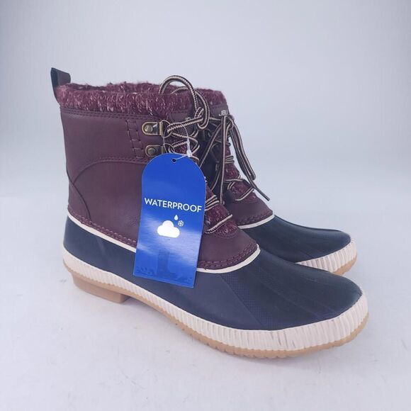 Jambu JBU Women's Athena Waterproof Rain Boot US 9 M Burgundy Lined Zip Boots - Picture 1 of 11